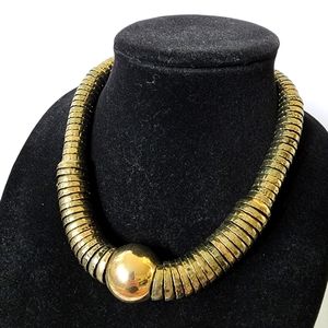 Antique Gold plated statement necklace round ball Preowned 16 in Length